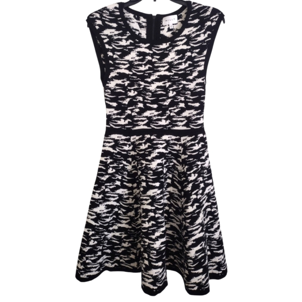 Milly Stylish Black White knit sleeveless Dress size small